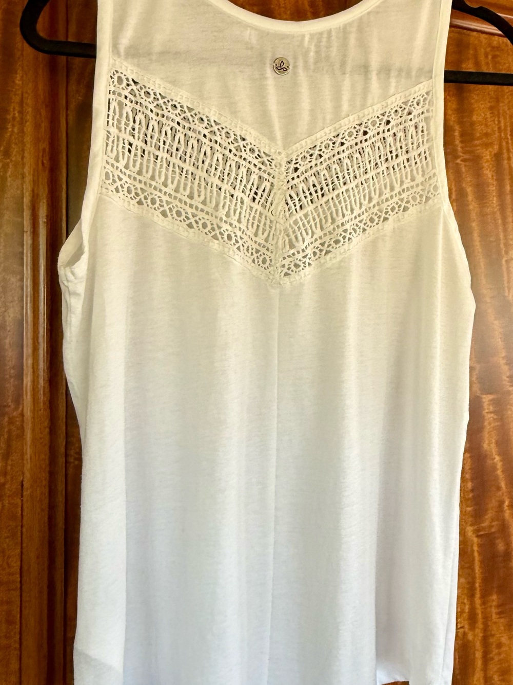 Prana White Lace-Detail Tank Top